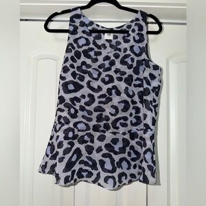 CAbi Leopard Print V-Neck Tank Top in Gray and Black